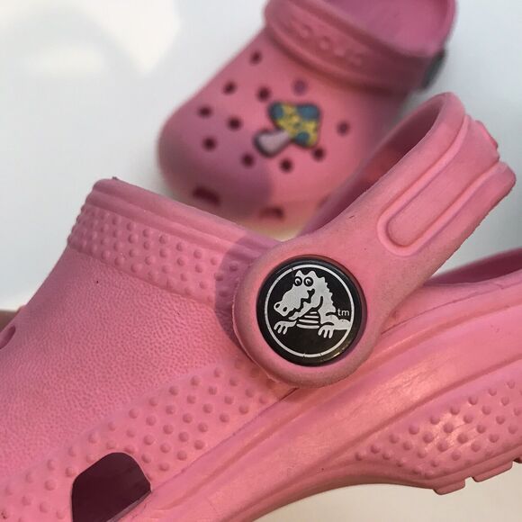 Crocs Iconic Comfort Clogs Unisex Childs C 8 Pink Jibbitz Waterproof Sandals - Picture 11 of 12